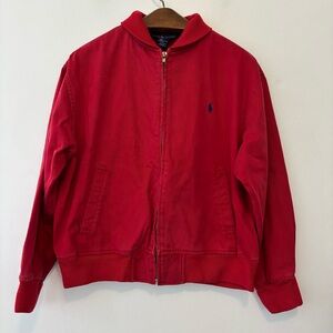 Ralph Lauren bomber jacket red pockets spots men medium full zip